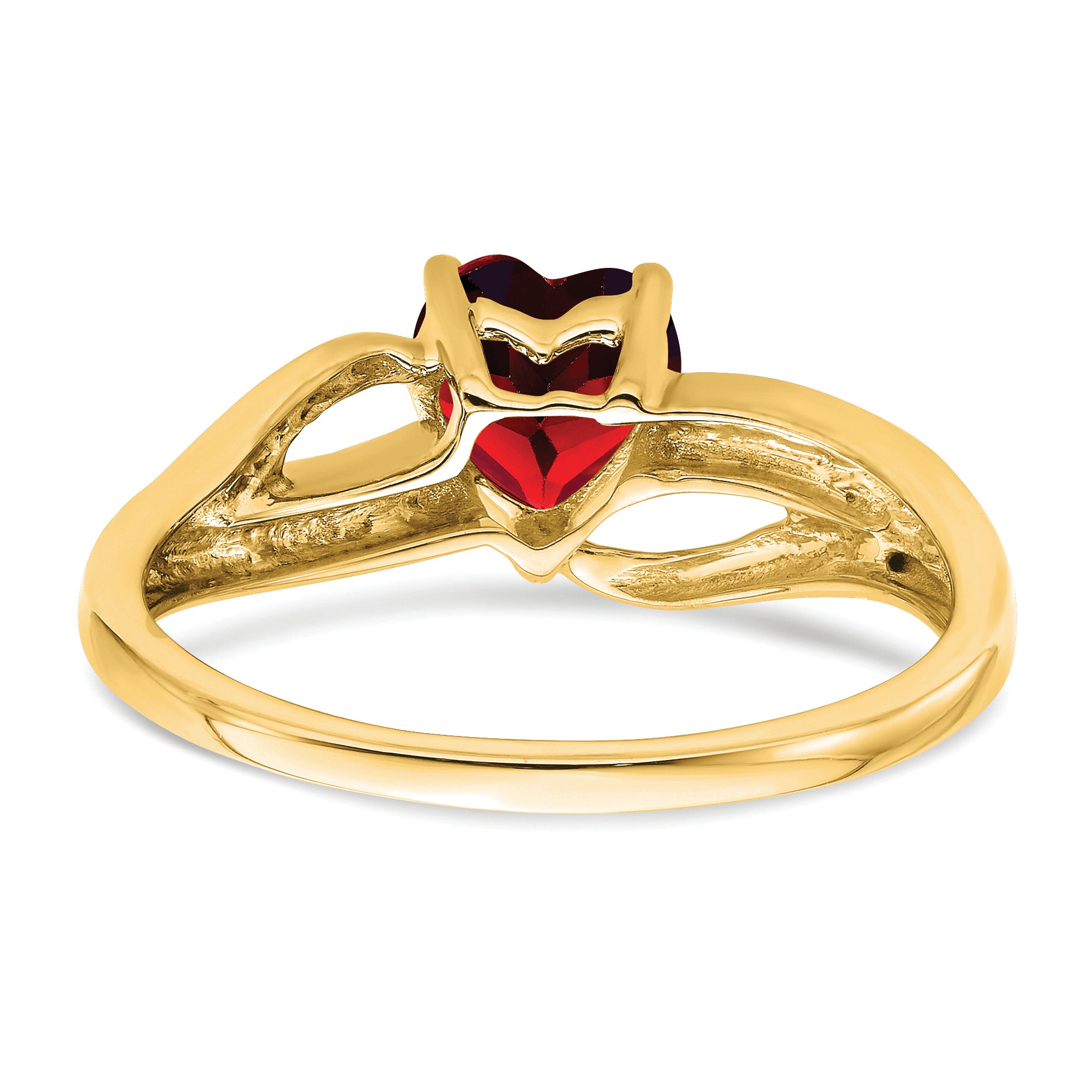 14k Created Ruby and Diamond Heart Ring
