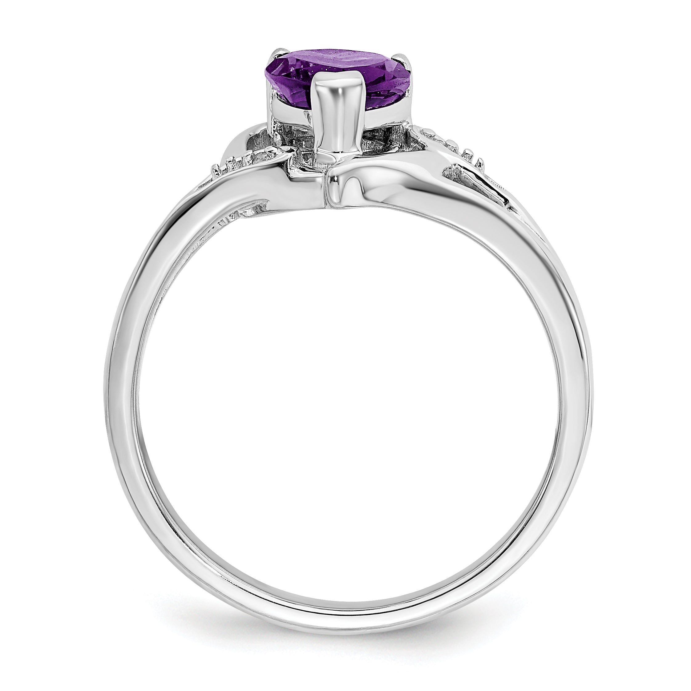14k White Gold Amethyst and Diamond Heart Ring Secondary image
