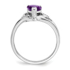 14k White Gold Amethyst and Diamond Heart Ring