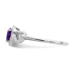 14k White Gold Amethyst and Diamond Heart Ring