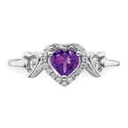 14k White Gold Amethyst and Diamond Heart Ring