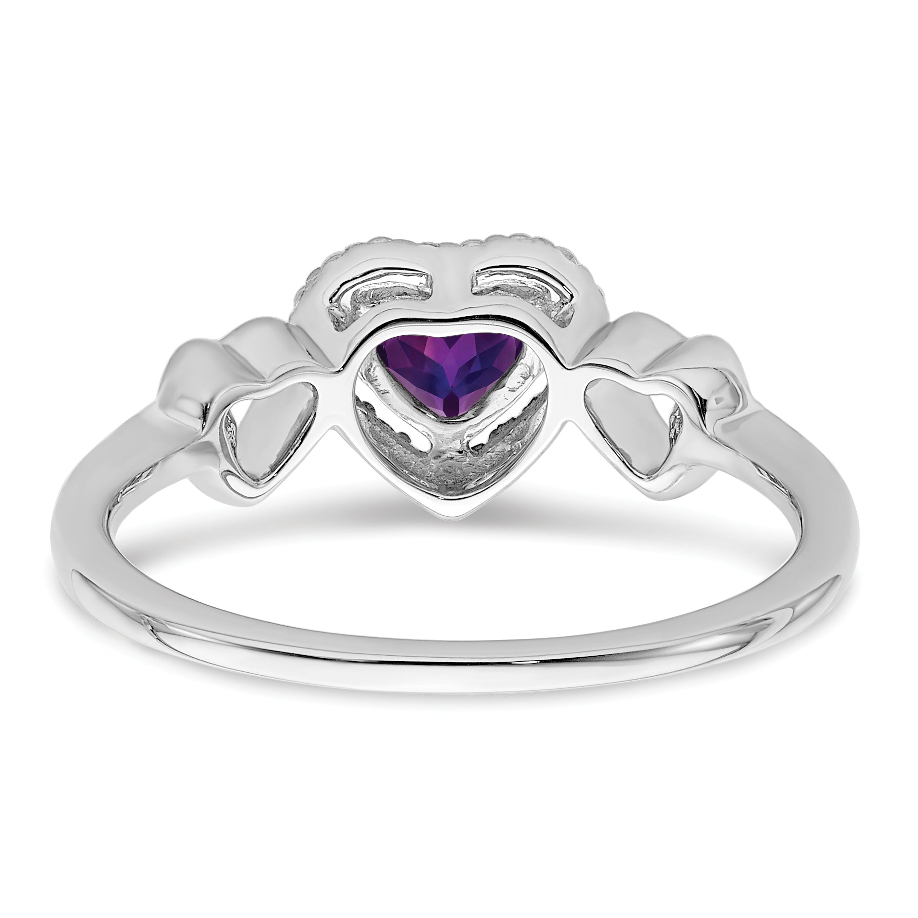14k White Gold Amethyst and Diamond Heart Ring