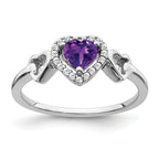 14k White Gold Amethyst and Diamond Heart Ring