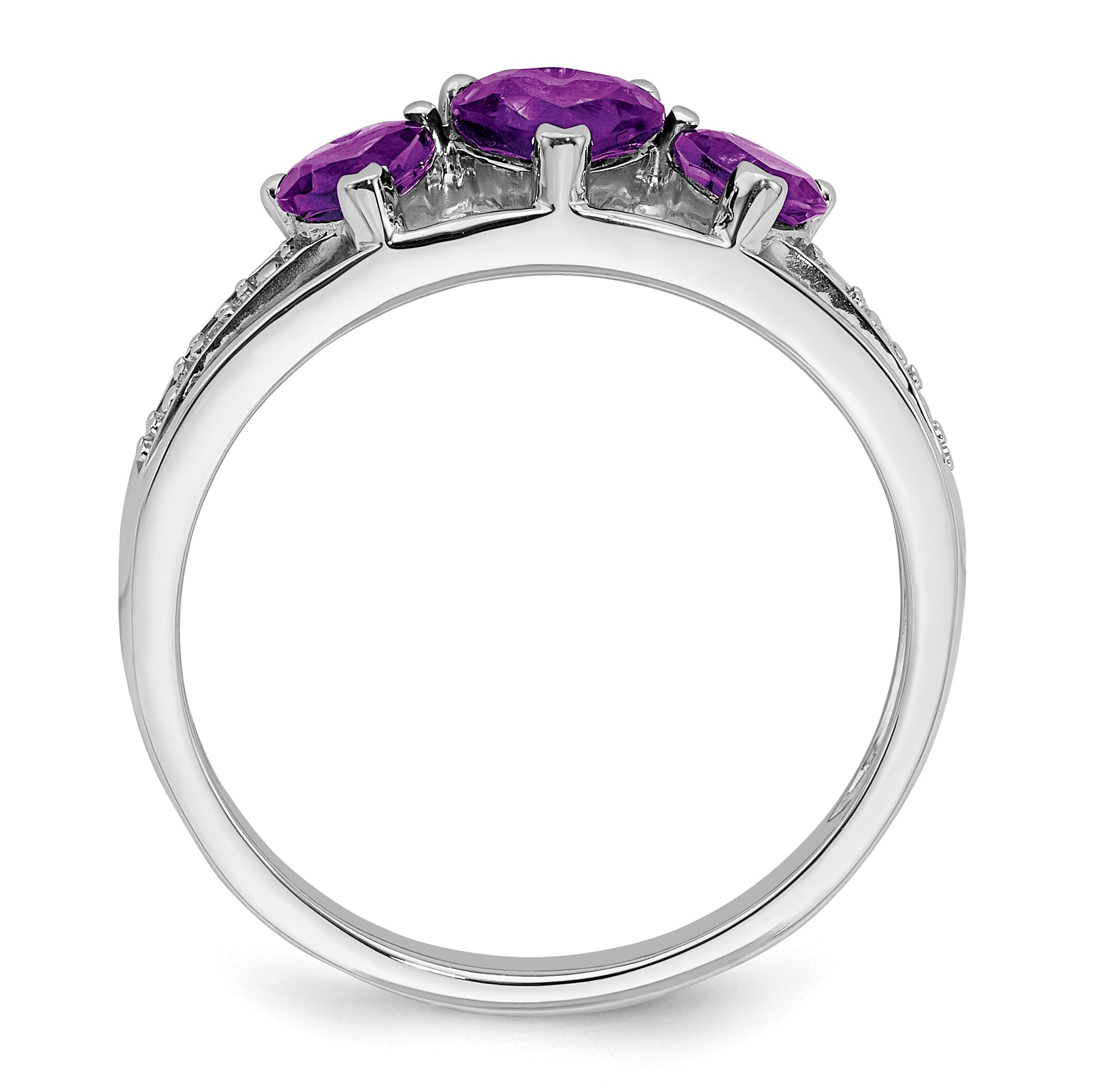 14k White Gold Amethyst and Diamond Heart Ring Secondary image