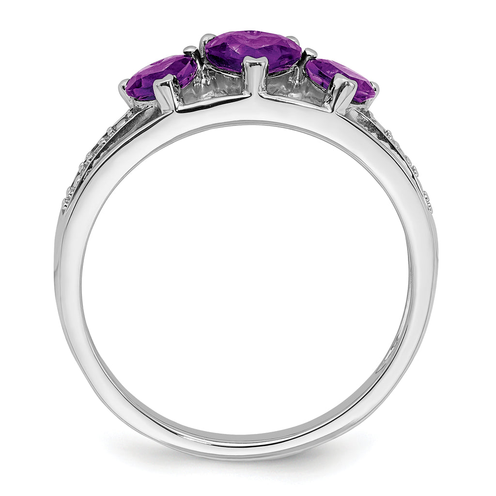14k White Gold Amethyst and Diamond Heart Ring