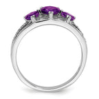 14k White Gold Amethyst and Diamond Heart Ring