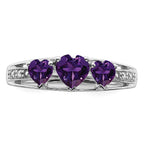 14k White Gold Amethyst and Diamond Heart Ring