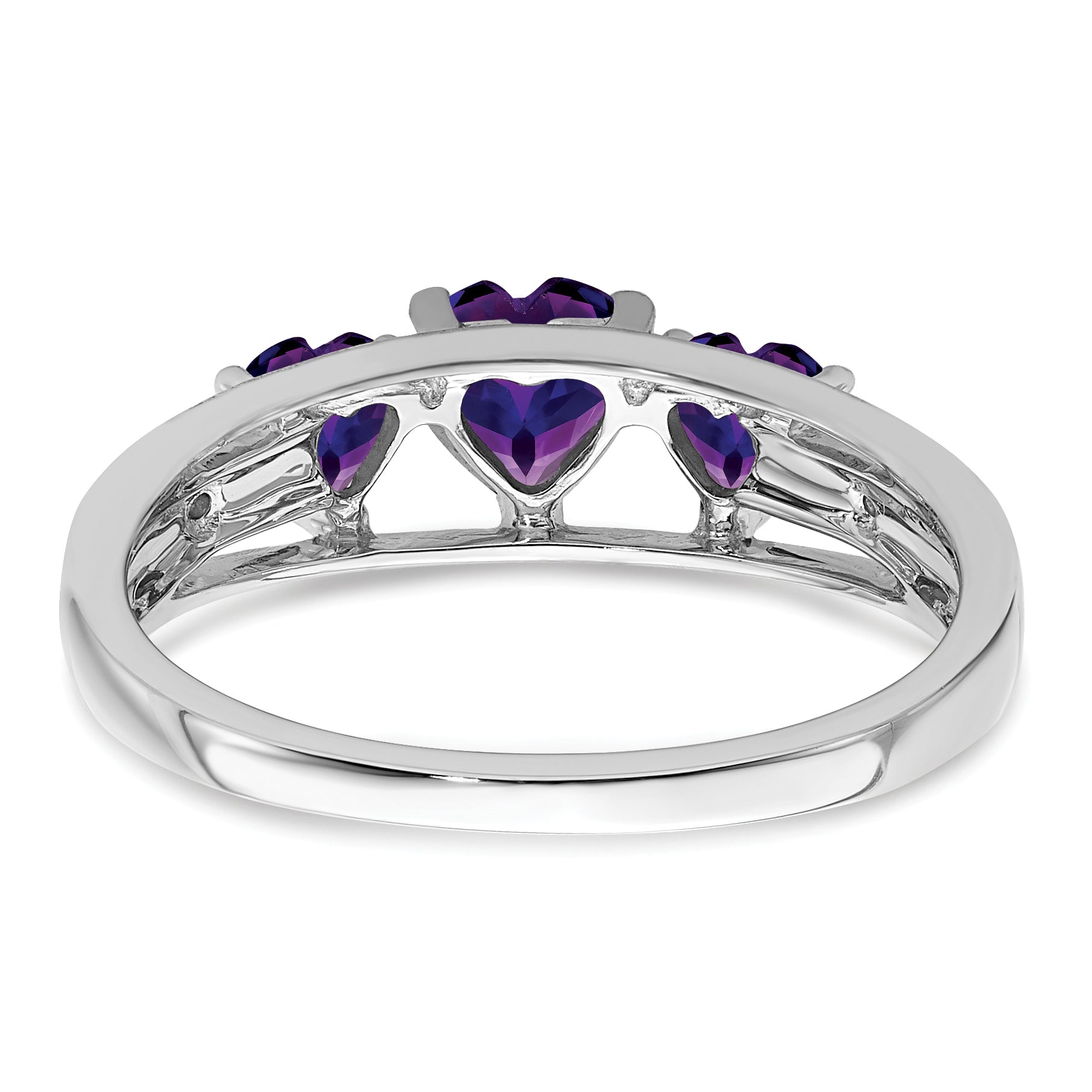 14k White Gold Amethyst and Diamond Heart Ring