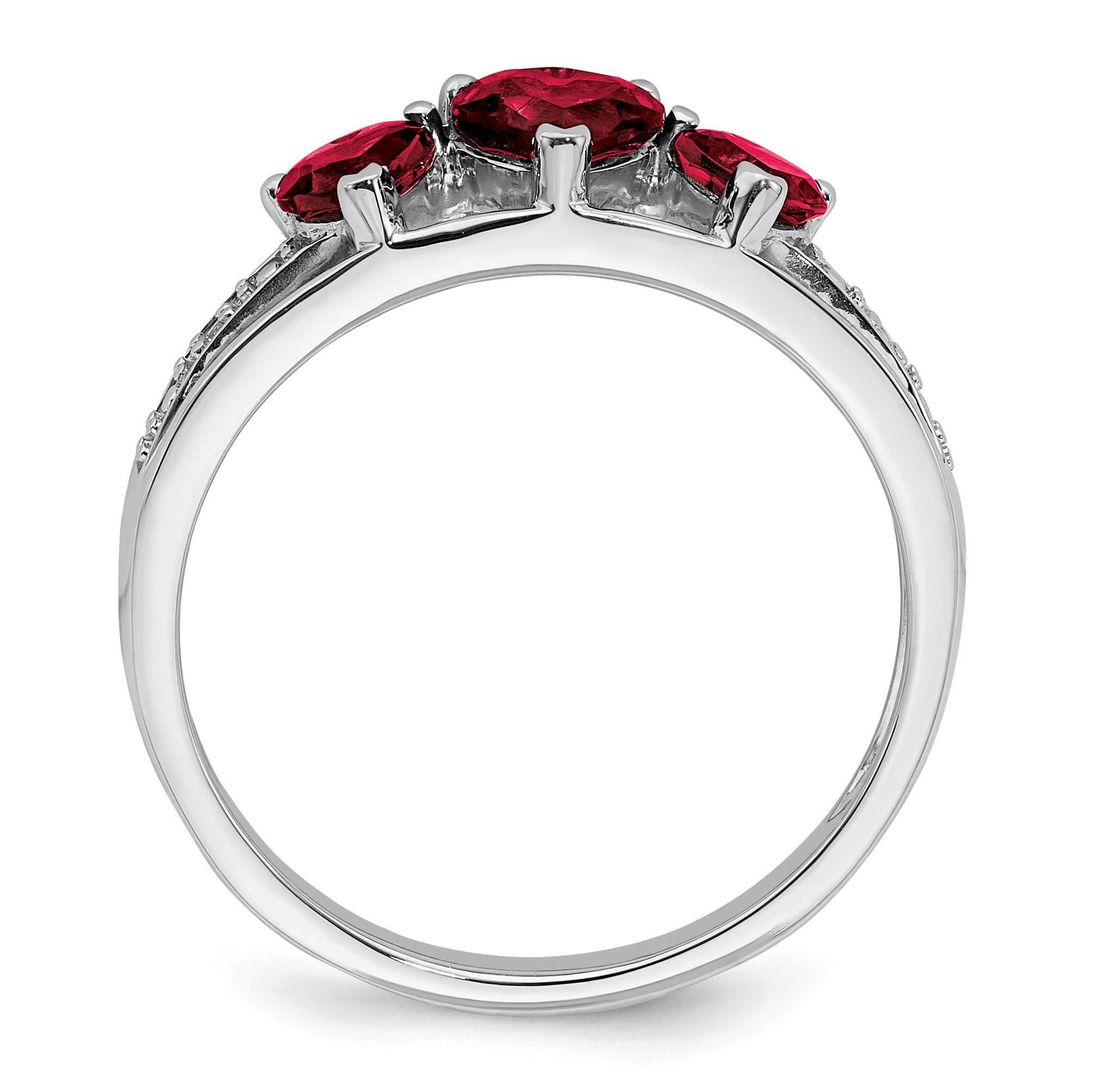 14k White Gold Cr. Ruby and Diamond Heart Ring Secondary image