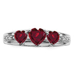 14k White Gold Cr. Ruby and Diamond Heart Ring