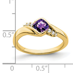 10k Yellow Gold Amethyst and Diamond Ring