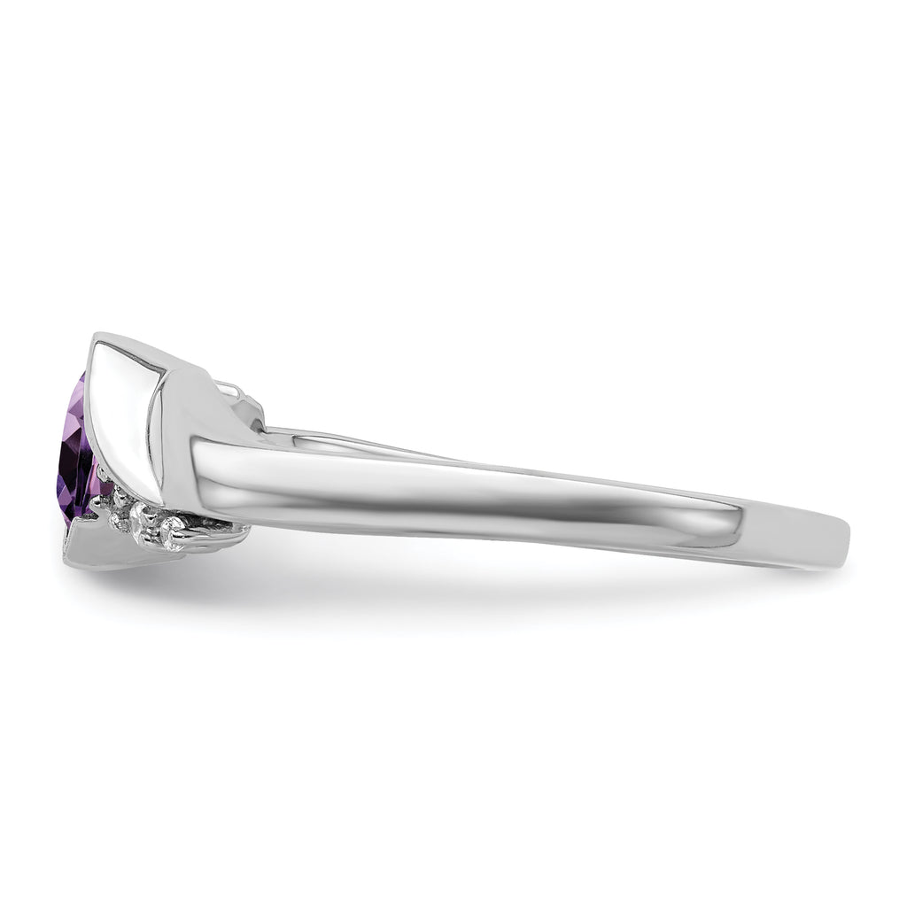 14k White Gold Amethyst and Diamond Ring
