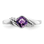 14k White Gold Amethyst and Diamond Ring