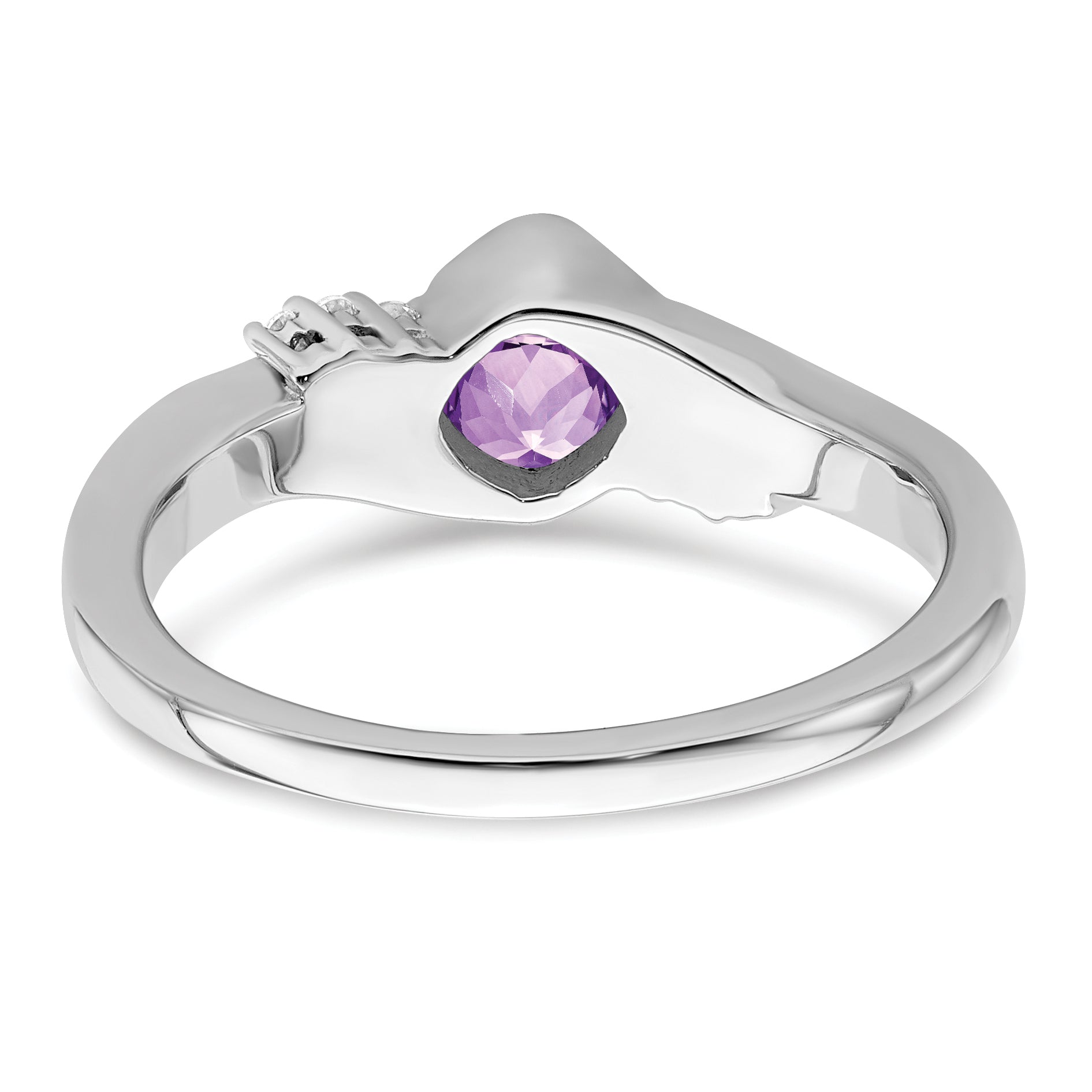 14k White Gold Amethyst and Diamond Ring