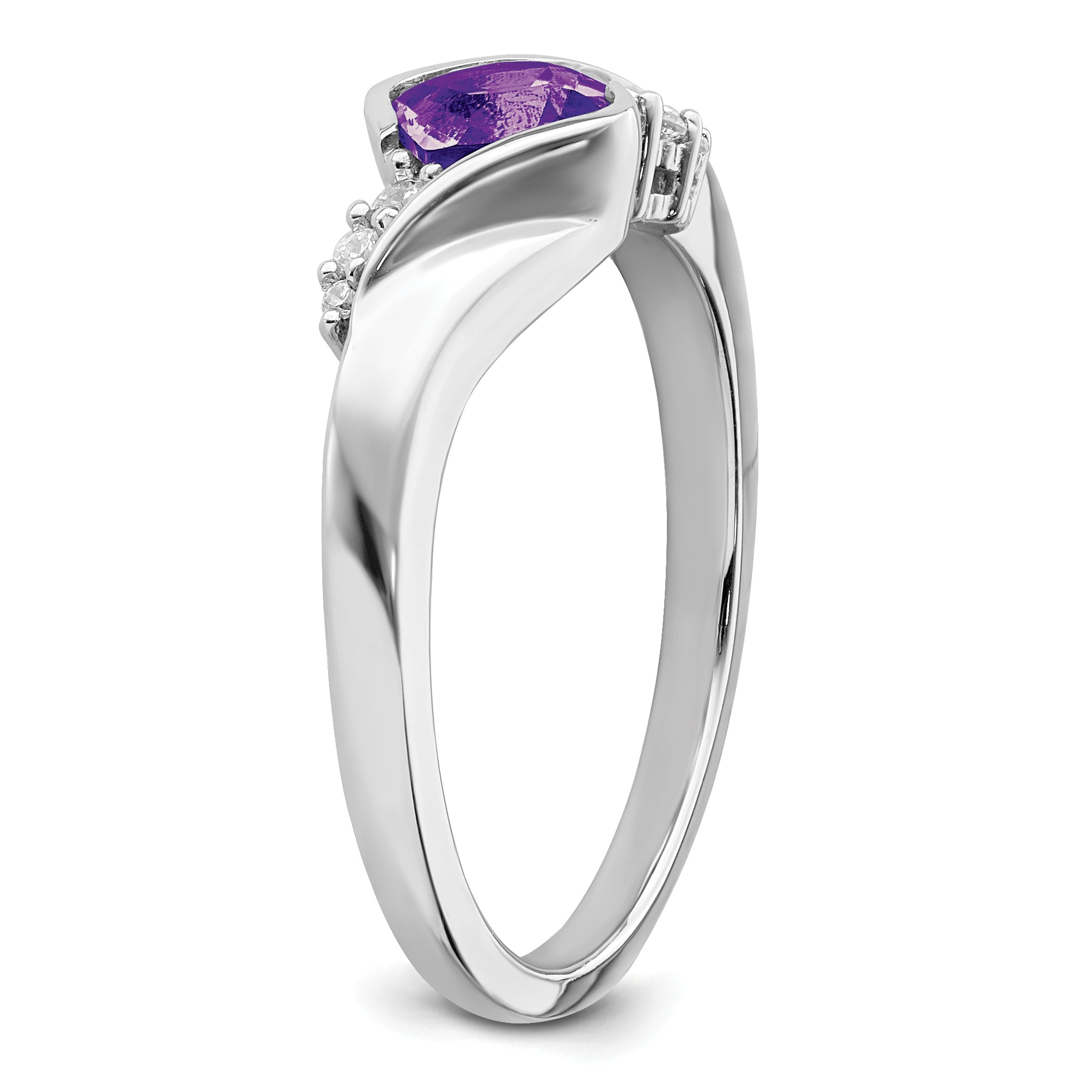 14k White Gold Amethyst and Diamond Ring