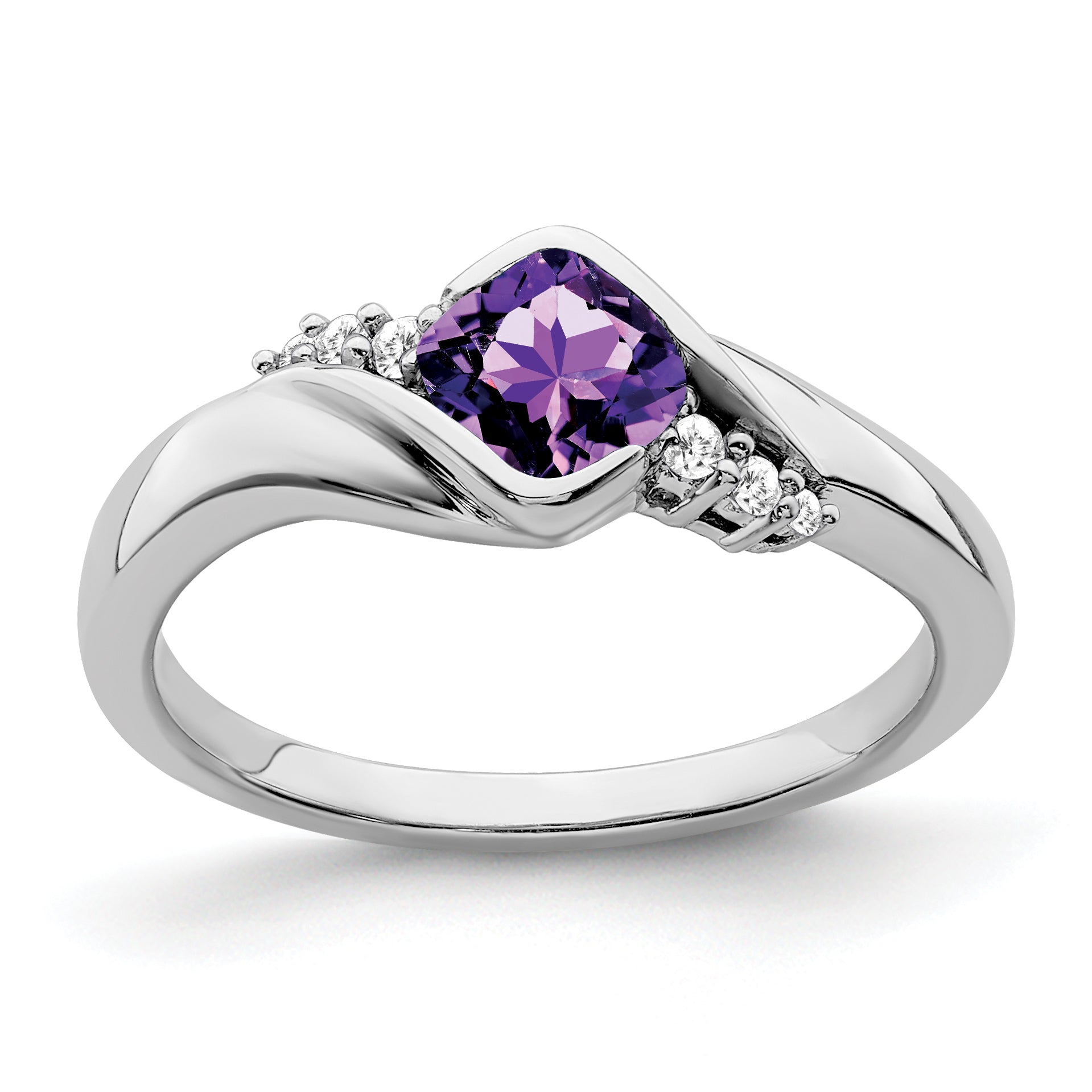 14k White Gold Amethyst and Diamond Ring Main image