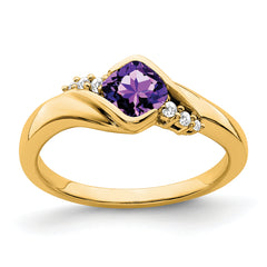 14k Amethyst and Diamond Ring