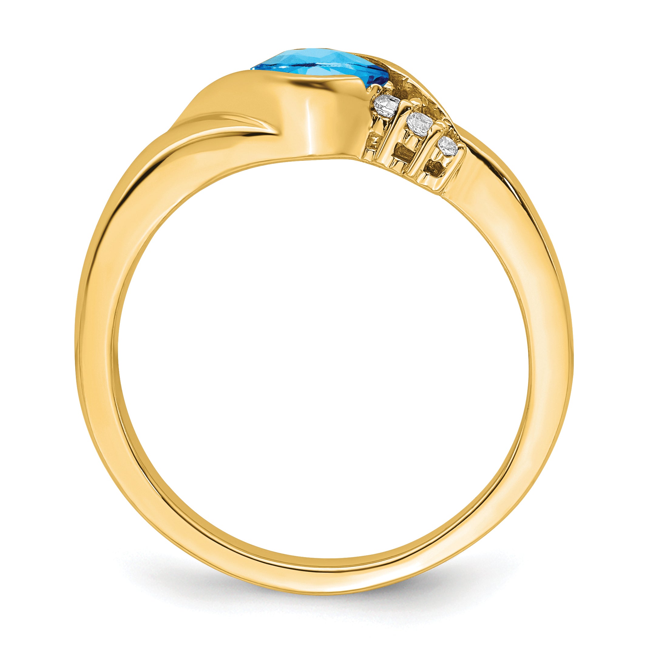 10k Yellow Gold Blue Topaz and Diamond Ring Secondary image
