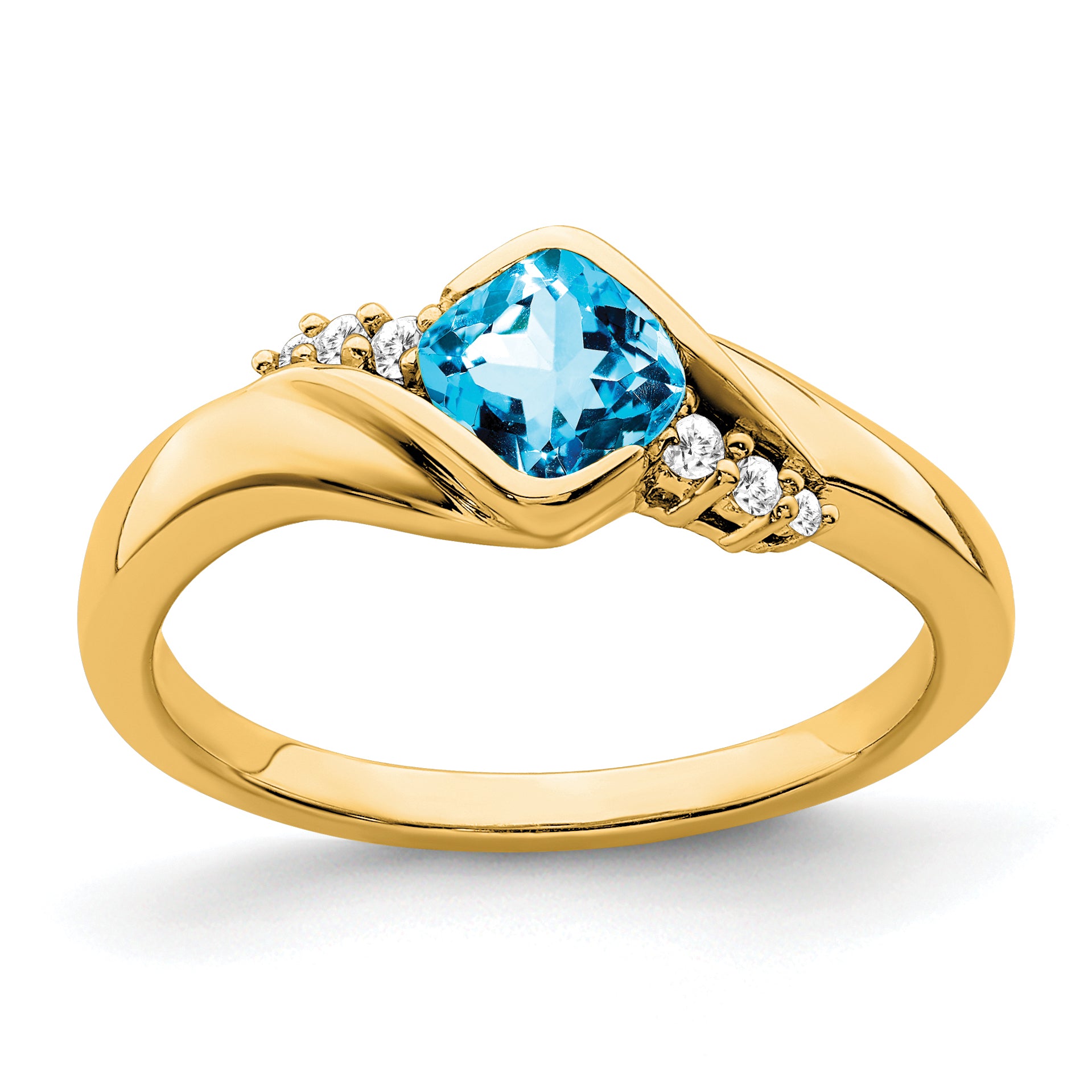 10k Yellow Gold Blue Topaz and Diamond Ring Main image