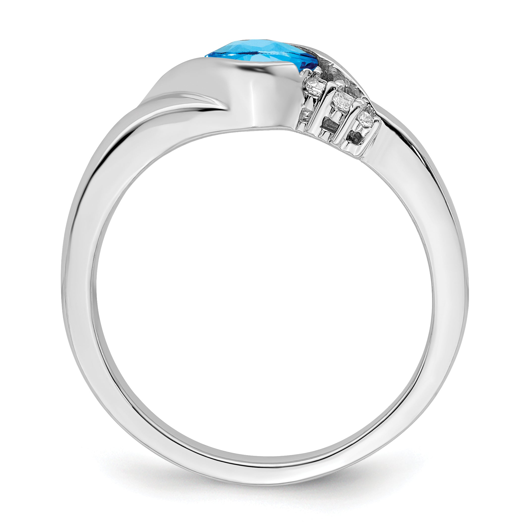 14k White Gold Blue Topaz and Diamond Ring
