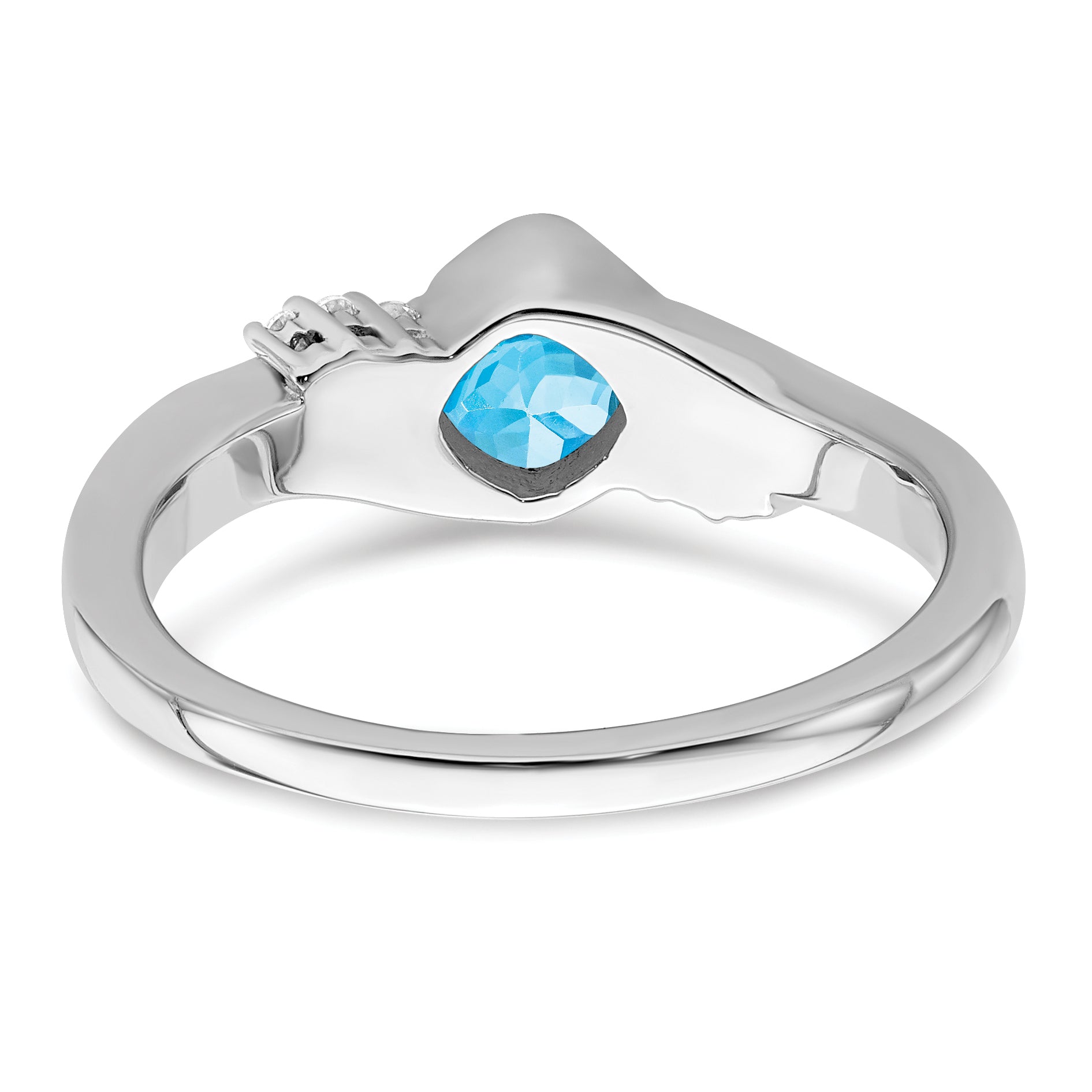 14k White Gold Blue Topaz and Diamond Ring