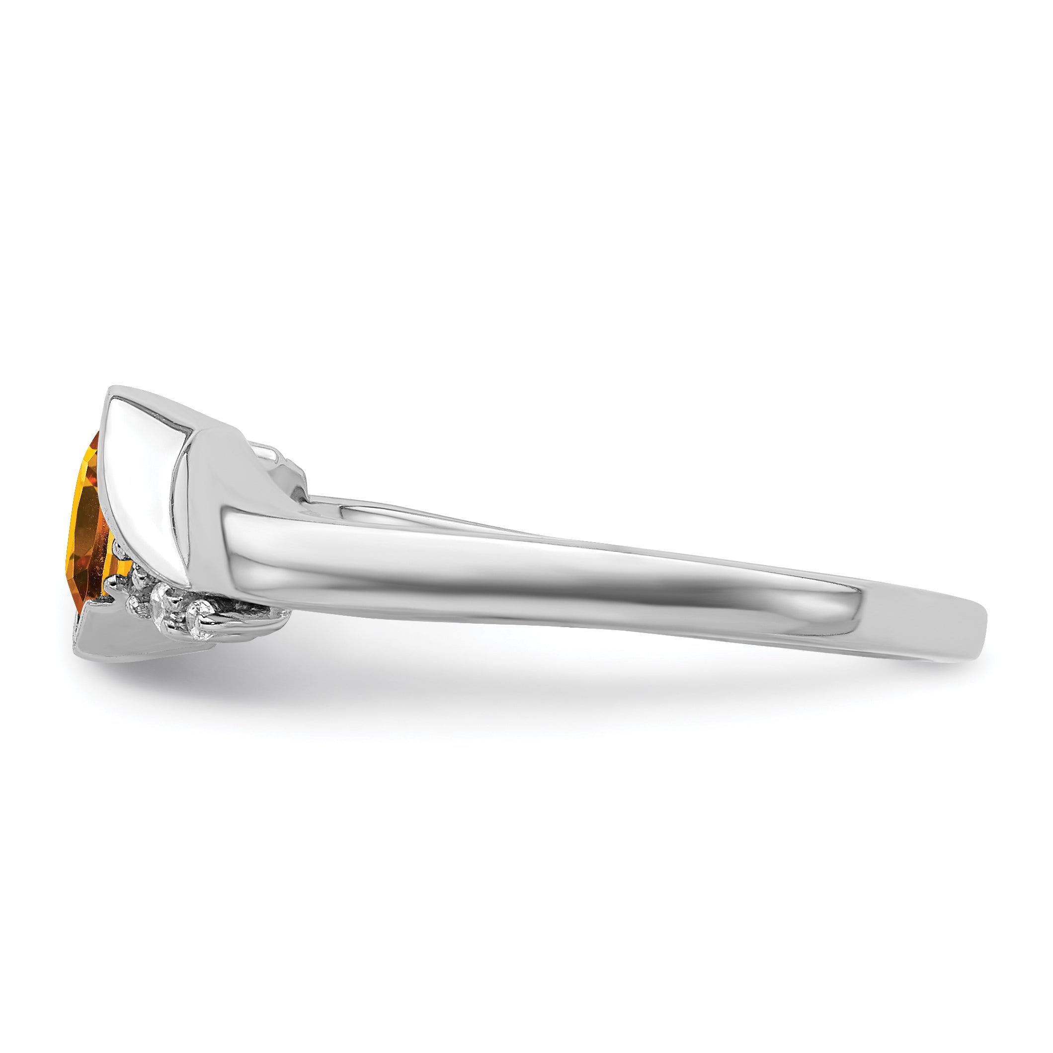 14k White Gold Citrine and Diamond Ring