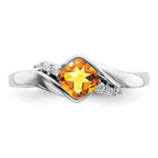 14k White Gold Citrine and Diamond Ring
