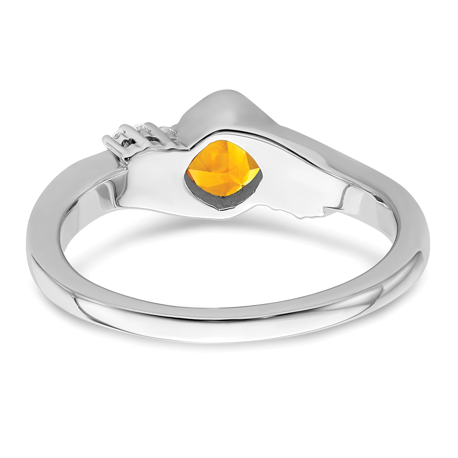 14k White Gold Citrine and Diamond Ring