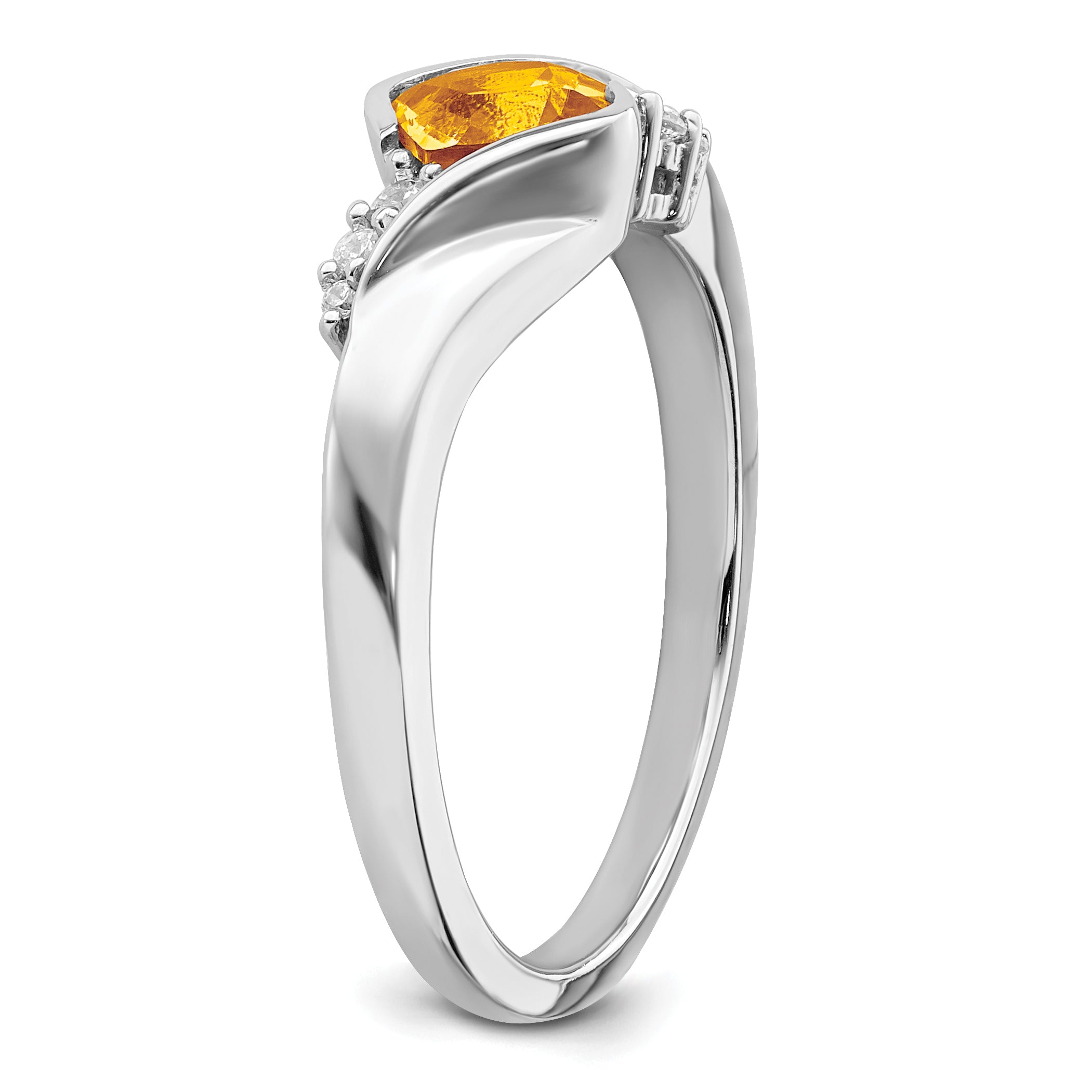14k White Gold Citrine and Diamond Ring