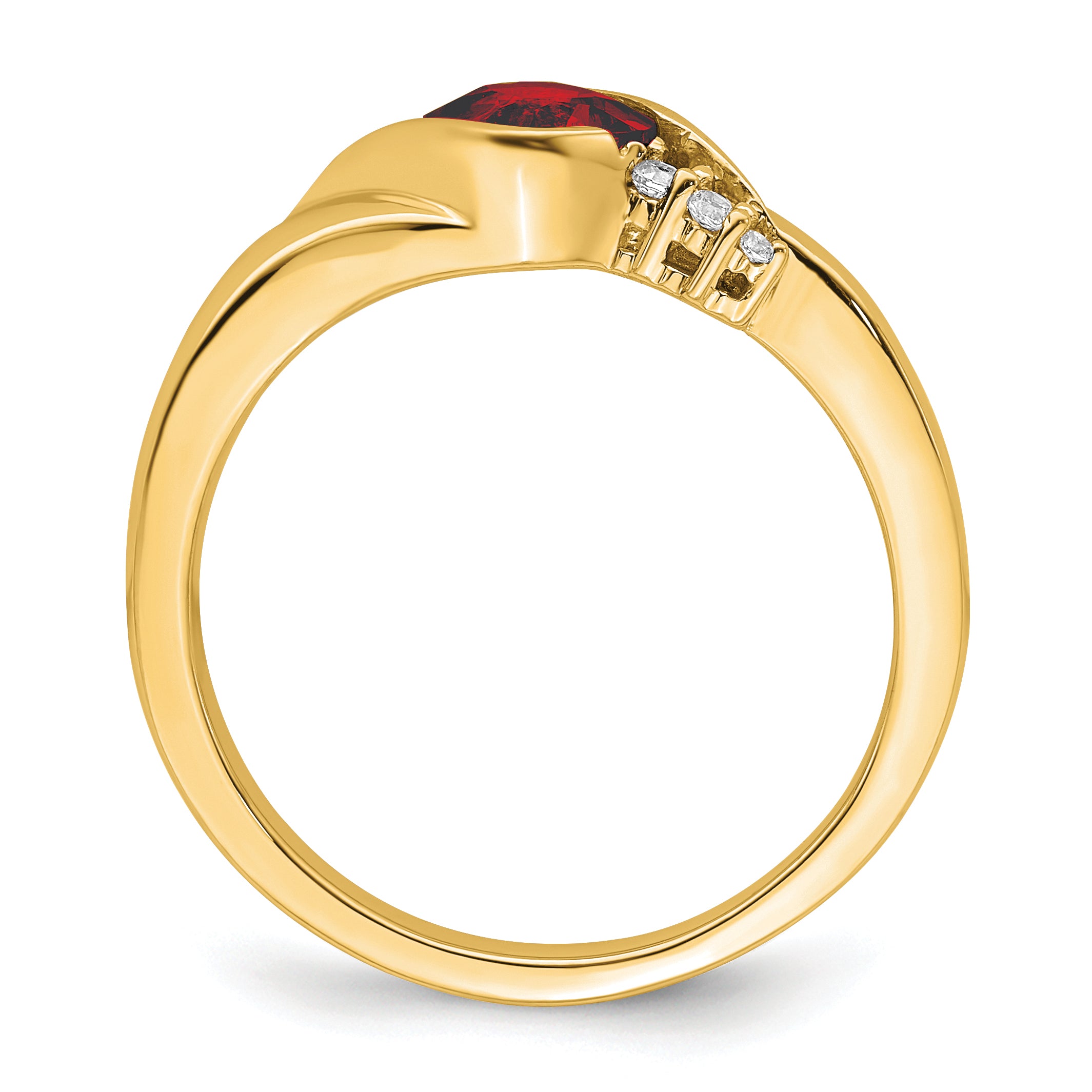 10k Yellow Gold Garnet and Diamond Ring Secondary image
