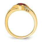 10k Yellow Gold Garnet and Diamond Ring