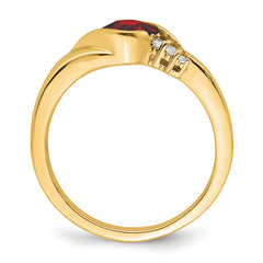10k Yellow Gold Garnet and Diamond Ring