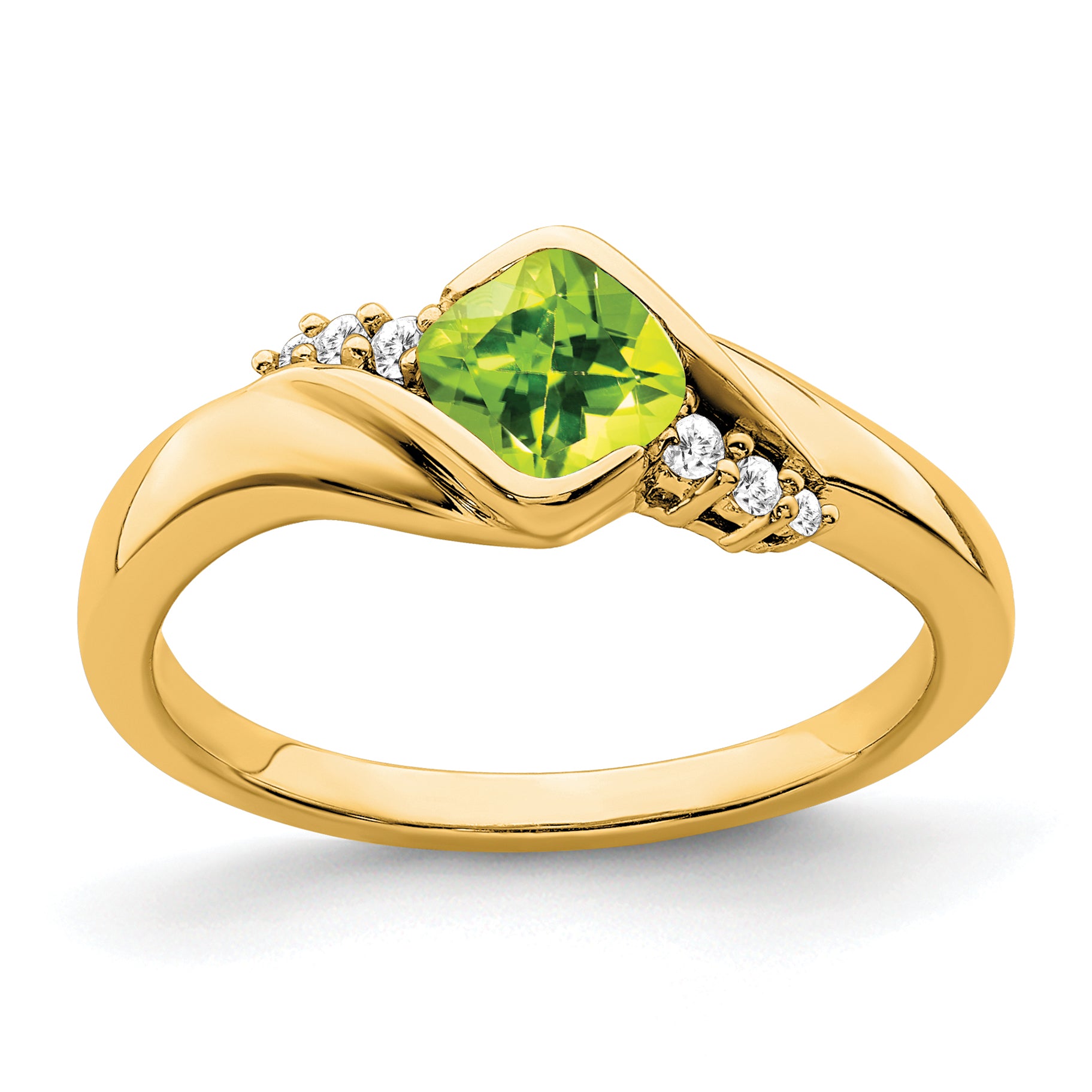 10k Yellow Gold Peridot and Diamond Ring Main image