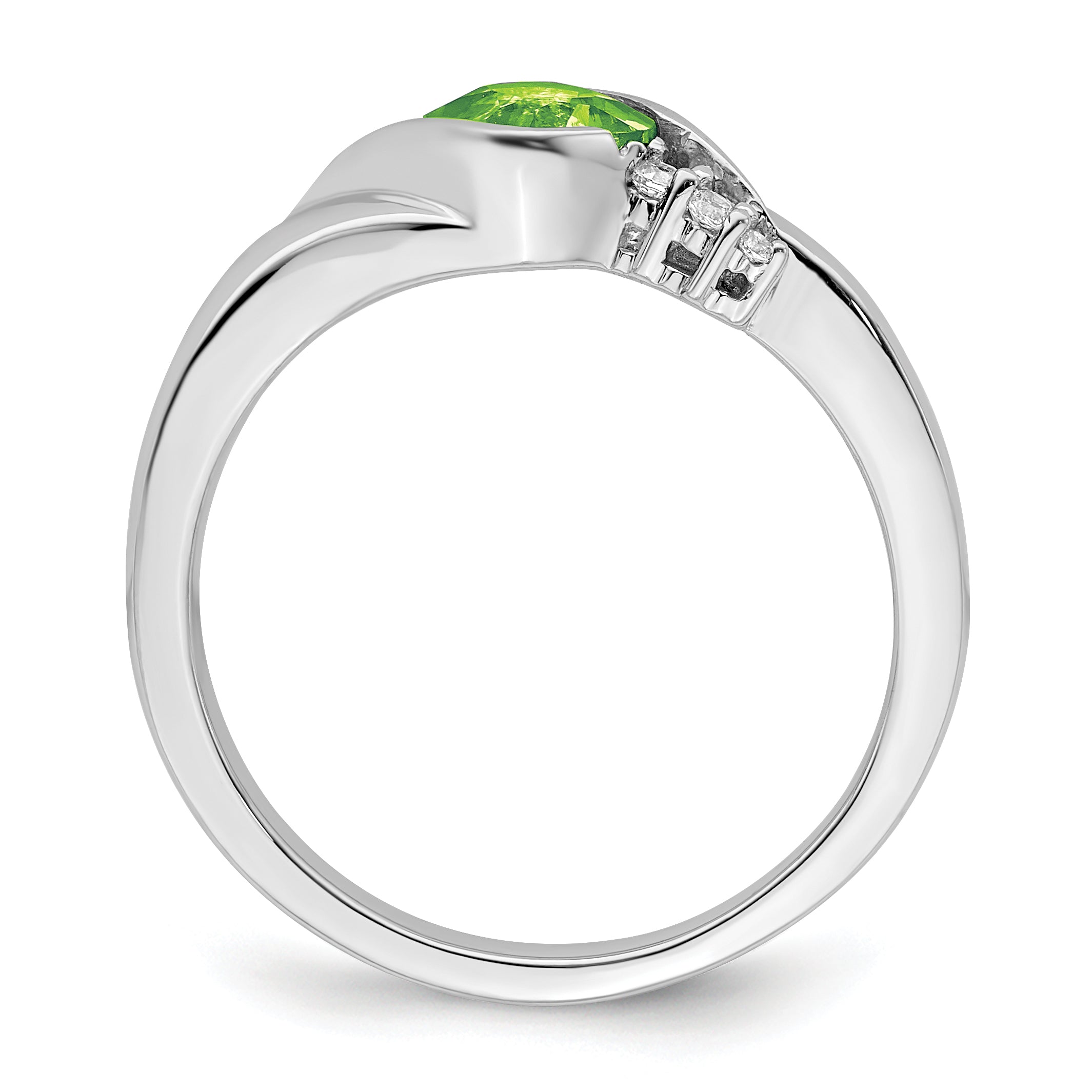 14k White Gold Peridot and Diamond Ring Secondary image