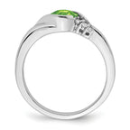 14k White Gold Peridot and Diamond Ring
