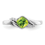 14k White Gold Peridot and Diamond Ring