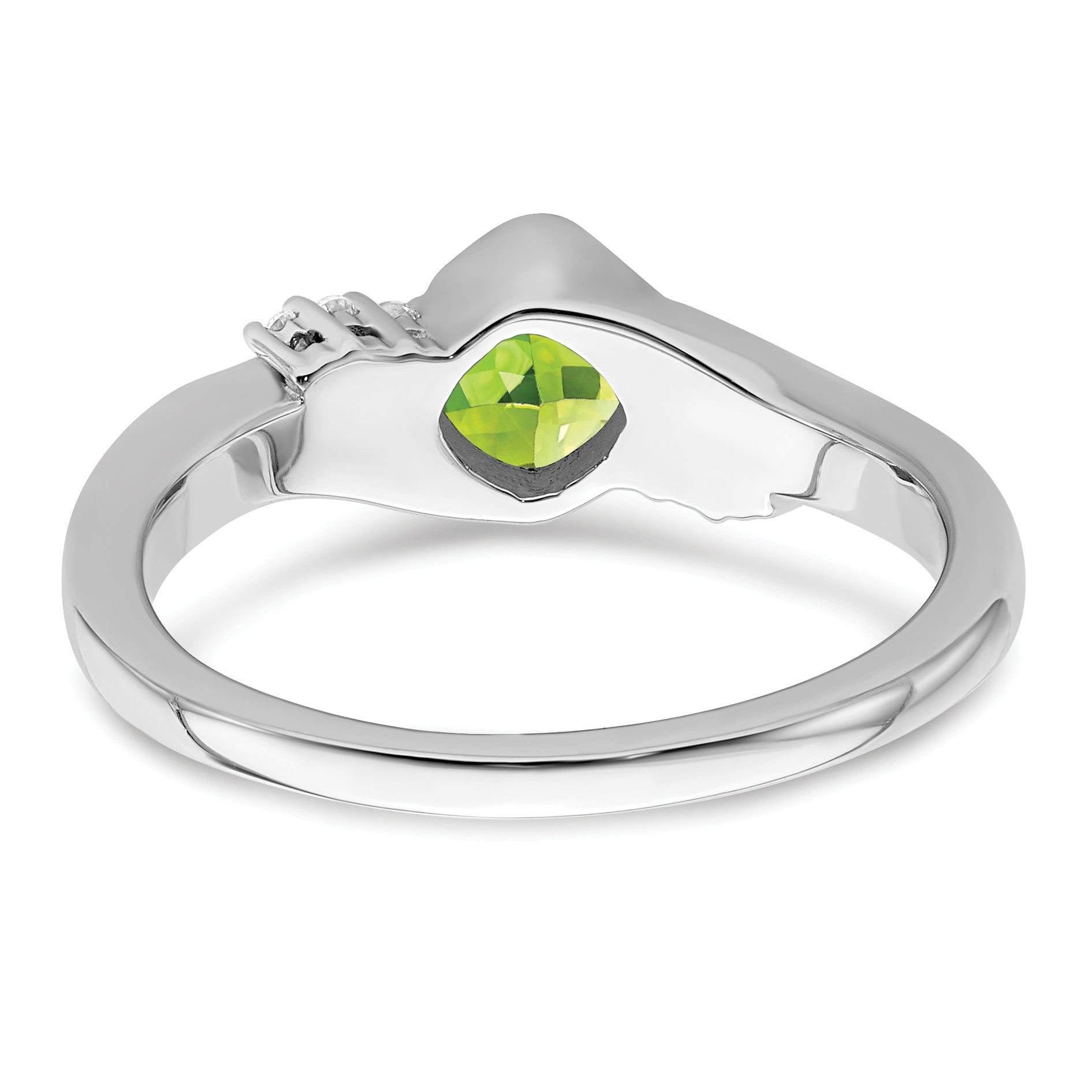 14k White Gold Peridot and Diamond Ring
