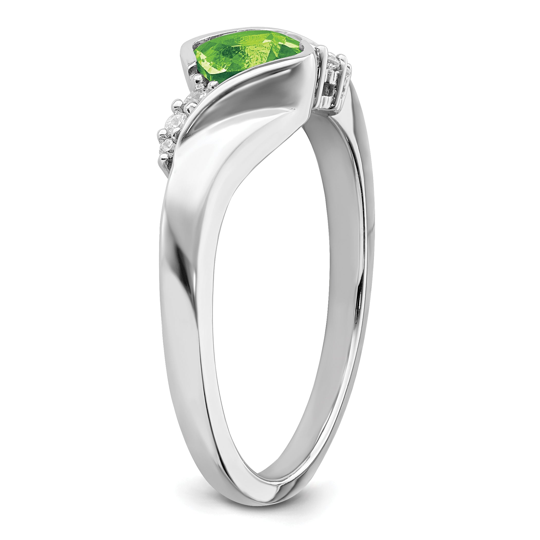 14k White Gold Peridot and Diamond Ring