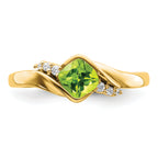 14k Peridot and Diamond Ring