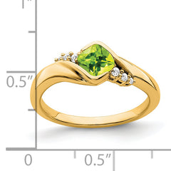 14k Peridot and Diamond Ring