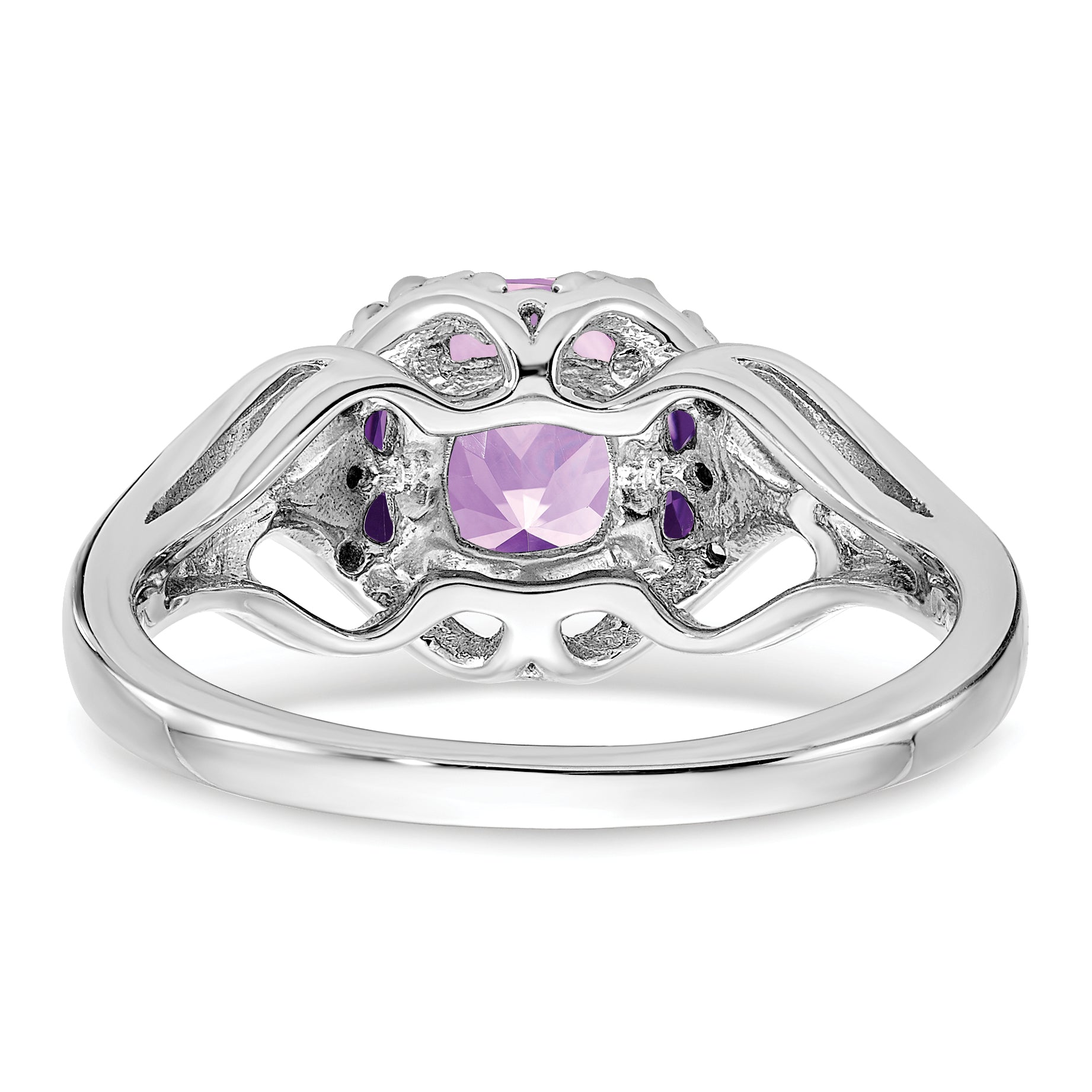 14k White Gold Amethyst and Diamond Ring