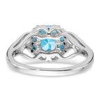 14k White Gold Blue Topaz and Diamond Ring