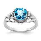 14k White Gold Blue Topaz and Diamond Ring
