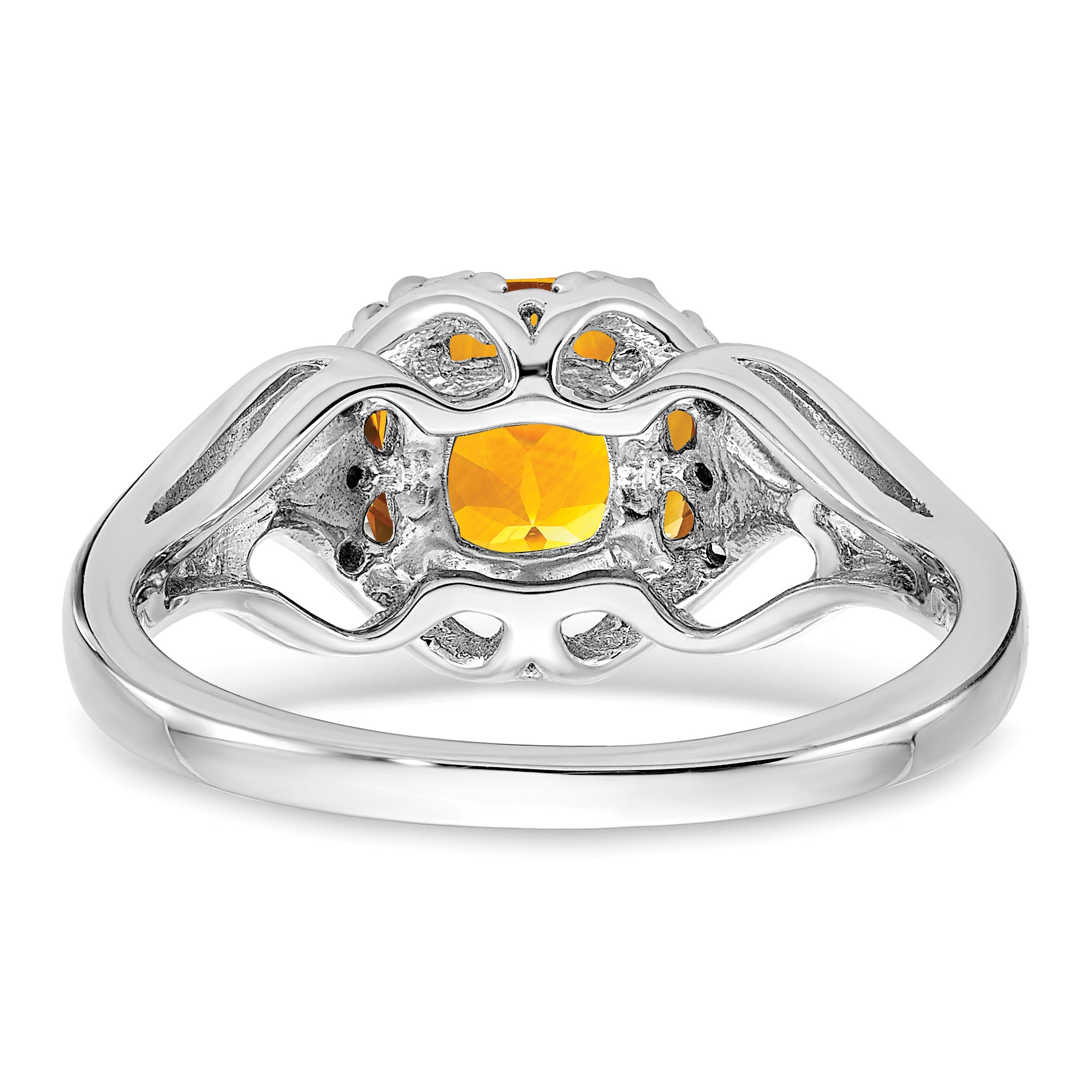 14k White Gold Citrine and Diamond Ring