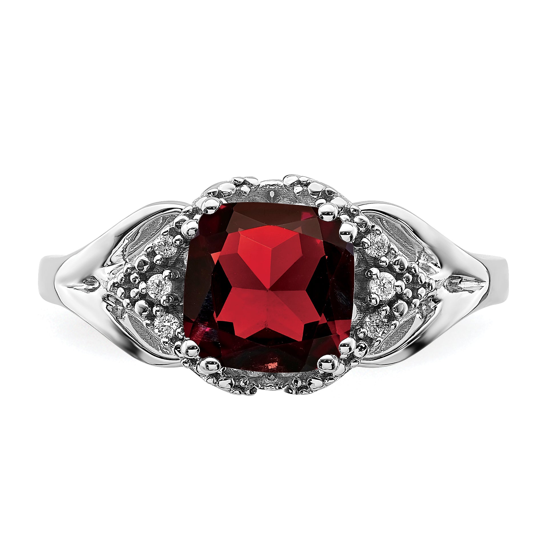 14k White Gold Garnet and Diamond Ring