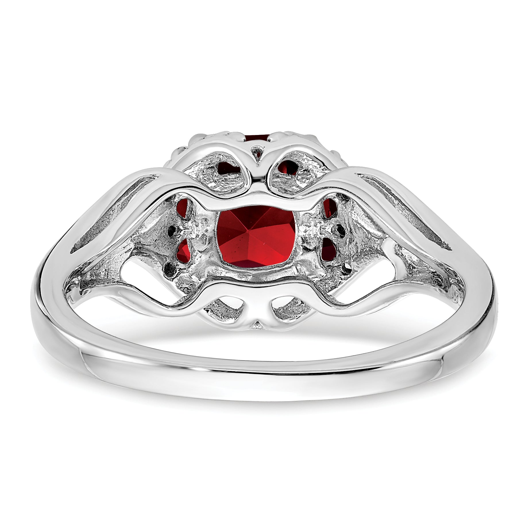 14k White Gold Garnet and Diamond Ring