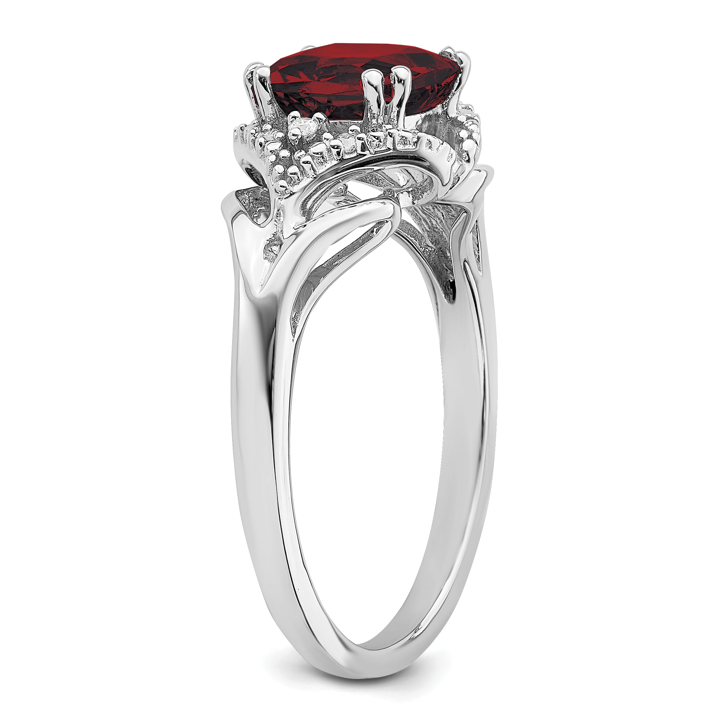 14k White Gold Garnet and Diamond Ring
