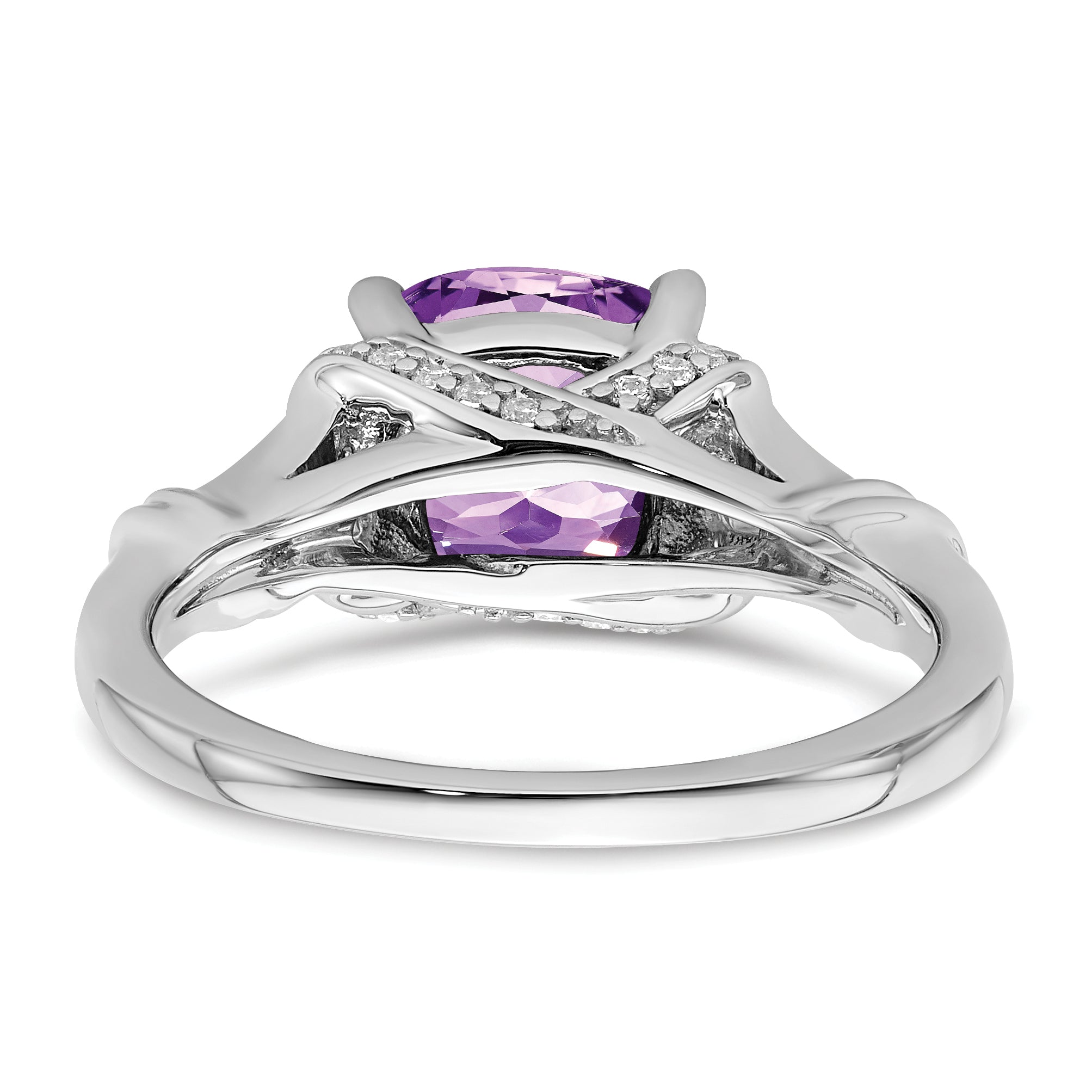 14k White Gold Amethyst and Diamond Ring