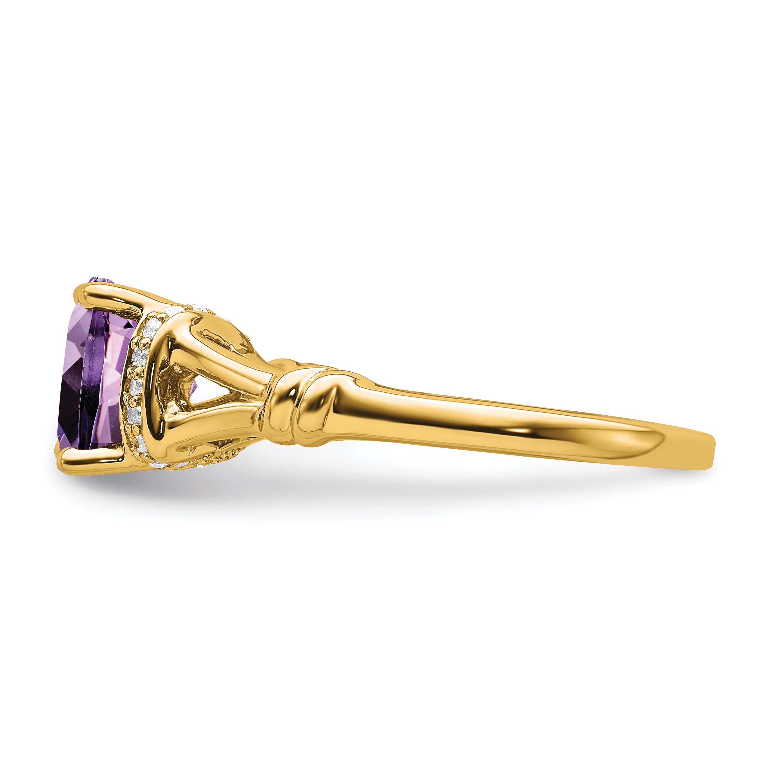 14k Amethyst and Diamond Ring