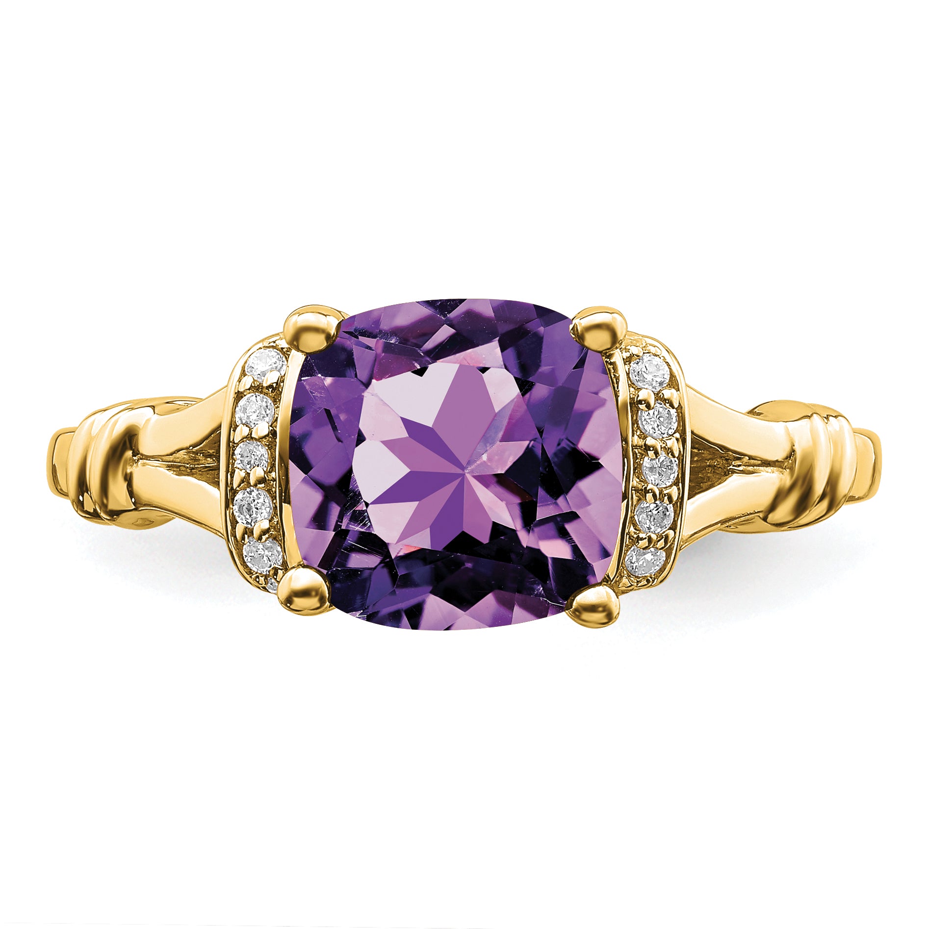14k Amethyst and Diamond Ring